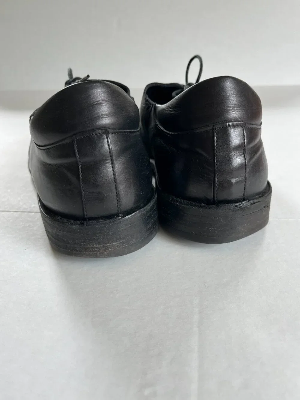 Emporio Armani Sz 11 USA Black Nappa Goat Leather Lace Ups Derby Shoes